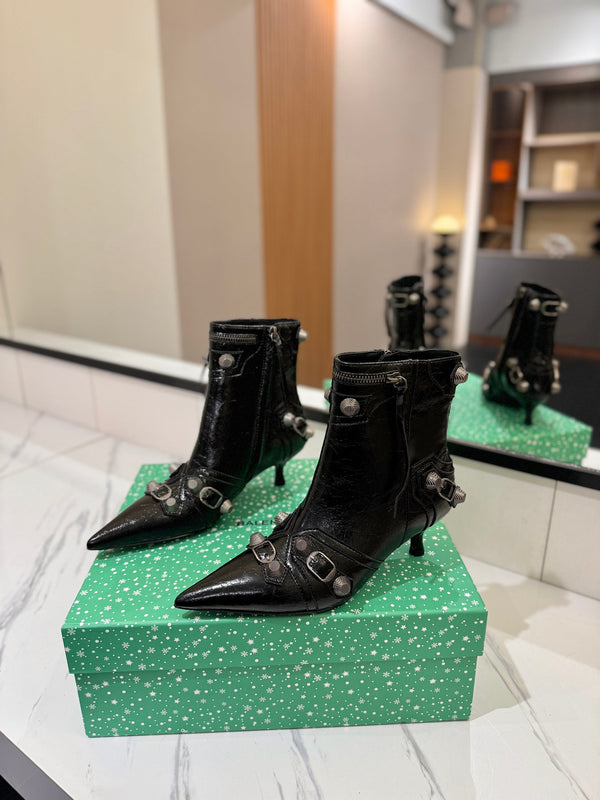 BLC Cagole Mid-Calf Boots 5cm Black Leather 985473