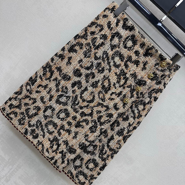 CC Métiers d'Art Leopard Skirt Brown Black Polyester 422561