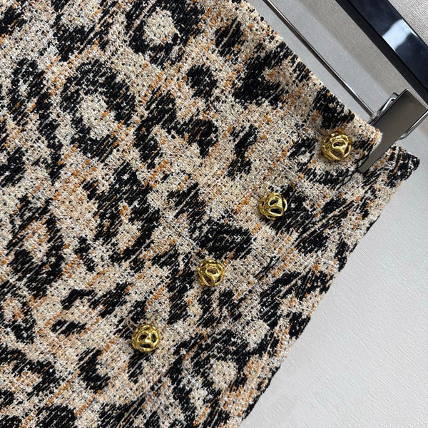 CC Métiers d'Art Leopard Skirt Brown Black Polyester 422561