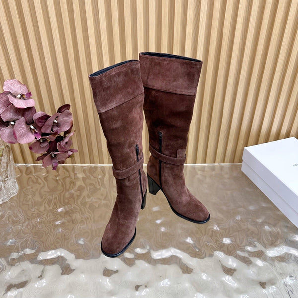 CD D-Town Heeled Knee-High Boots Chocolate Brown Suede 955999