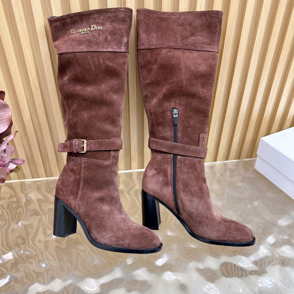 CD D-Town Heeled Knee-High Boots Chocolate Brown Suede 955999