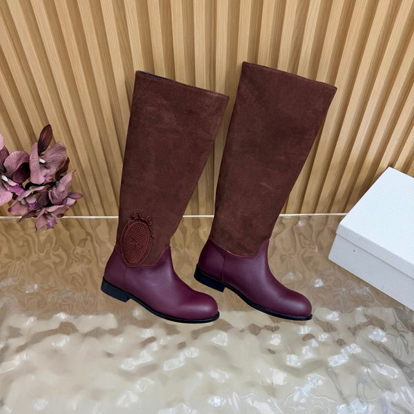 CD 26s Knee-High Boots Burgundy Suede Leather 955993