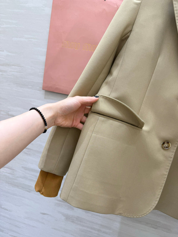 Miu Tailored Blazer Knit Collar Cuffs 427472