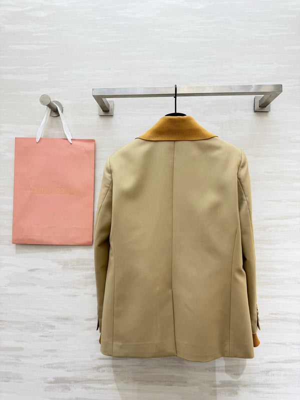 Miu Tailored Blazer Knit Collar Cuffs 427472