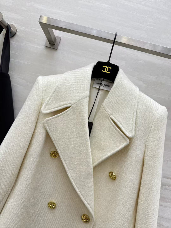 YSL Double-Breasted Coat Wool 427452