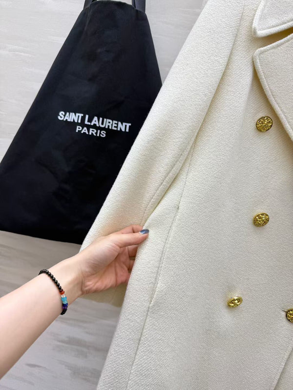YSL Double-Breasted Coat Wool 427452