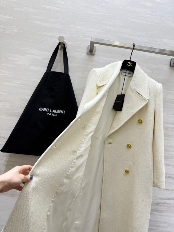 YSL Double-Breasted Coat Wool 427452