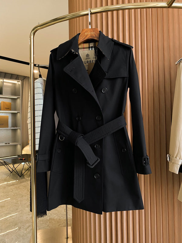 BRR Heritage Short Trench Coat Black Gabardine 427306