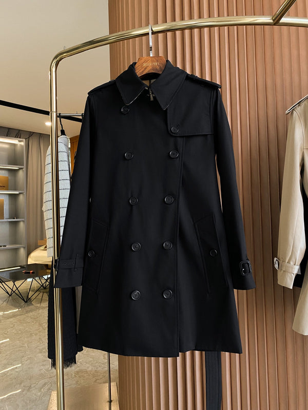 BRR Heritage Short Trench Coat Black Gabardine 427306