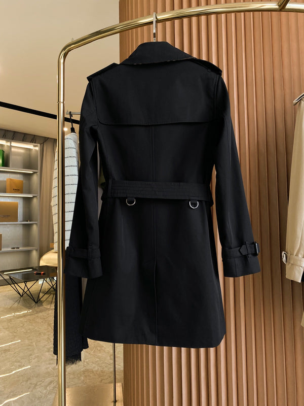 BRR Heritage Short Trench Coat Black Gabardine 427306