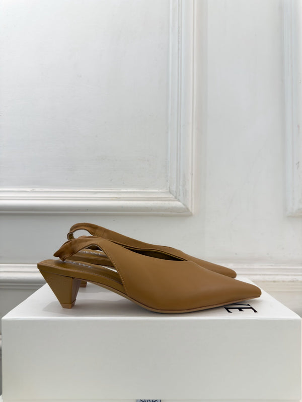 LW 26S Origami Slingback Pumps 4.5cm Brown Leather 111587