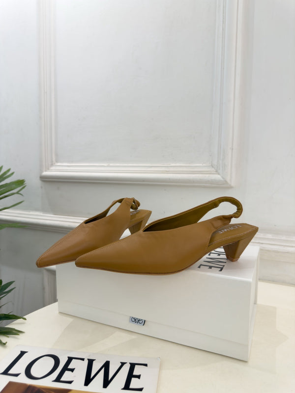LW 26S Origami Slingback Pumps 4.5cm Brown Leather 111587