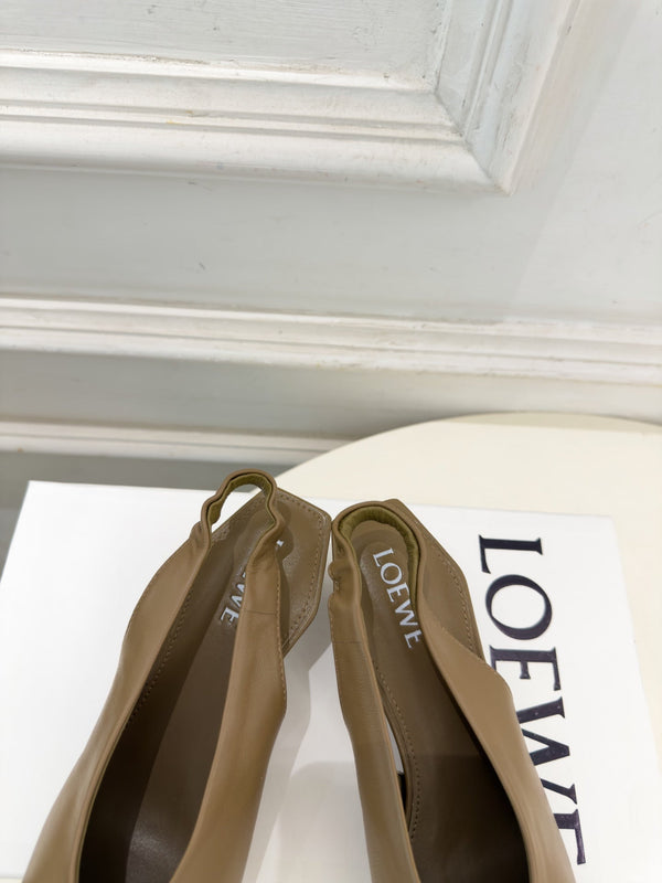 LW 26S Origami Slingback Pumps 4.5cm Dark Brown Leather 111586