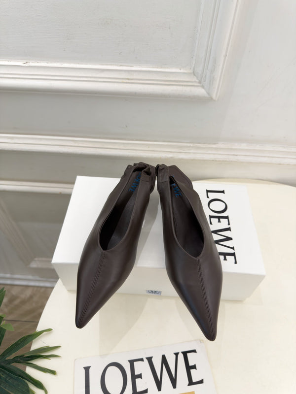 LW 26S Origami Slingback Pumps 4.5cm Chocolate Leather 111585