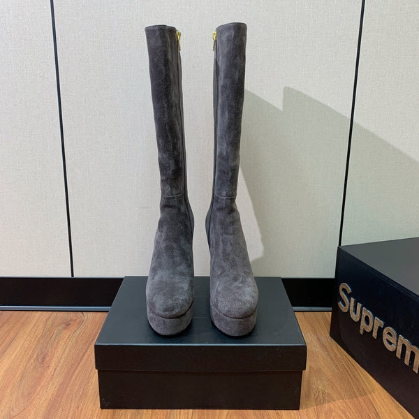 BM 26S Knee-High Platform Boots 11.5cm Grey Suede 111377
