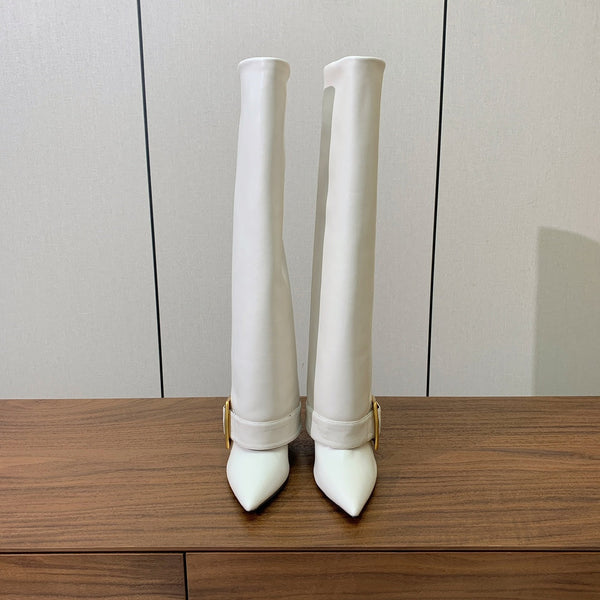 BM 26S Fold-Over Gaiter Boots 8.5cm White Leather 111366