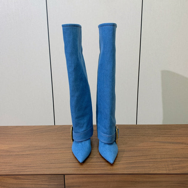 BM 26S Fold-Over Gaiter Boots 8.5cm Blue Denim 111365
