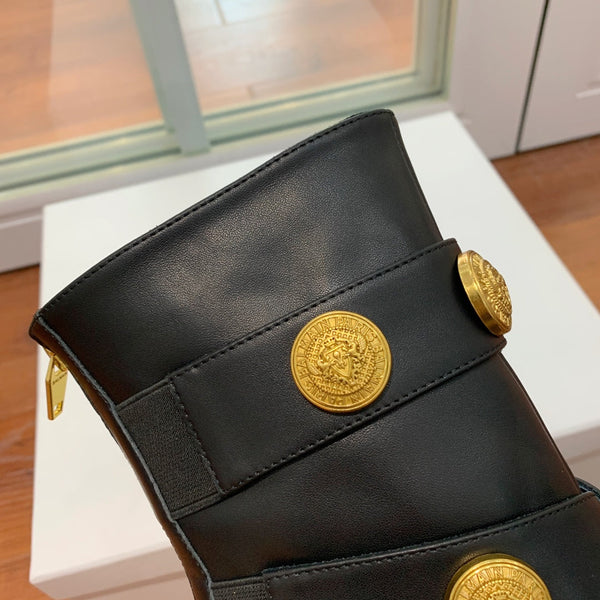 BM 26S Alma Ankle Boots 9.5cm Medallion Buttons Black Leather 111361