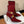 BM 26S Pointed-Toe Boots 10.5cm Gold Logo Buttons Burgundy Suede & Embossed Leather 111352