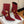 BM 26S Pointed-Toe Boots 10.5cm Gold Logo Buttons Burgundy Suede & Embossed Leather 111352