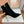 BM 26S Open-Toe Ankle Boots 9.5cm Gold Buttons Stiletto Black Suede 111324
