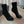 BM 26S Moneta Monogram Lace-Up Boots Peep-Toe Black Knit 111315