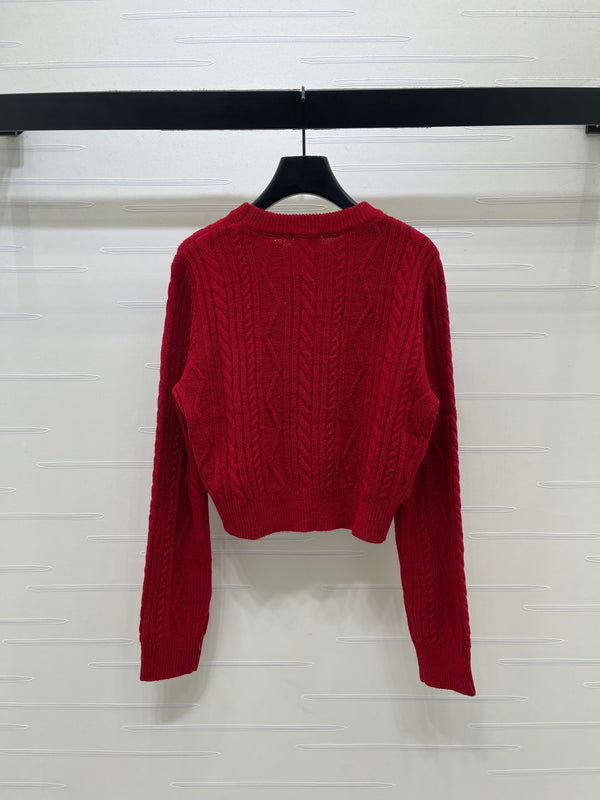 CE 26S Cable-Knit Crewneck Sweater Interlaced C Logo Wool 430328