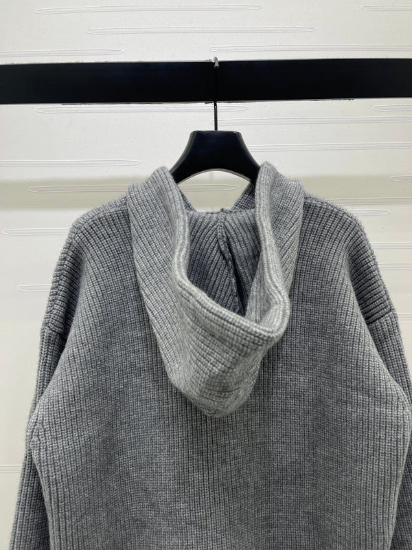 CE 26S Hooded Cardigan Triomphe Logo Ribbed Wool 430324