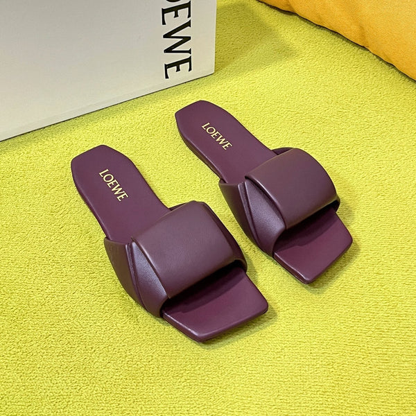 LW 26S Origami Slide Sandals Burgundy Leather 137667