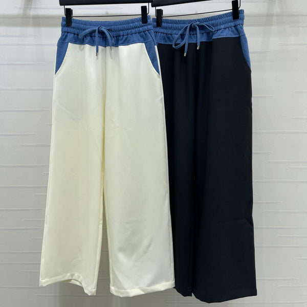 CC 26S Wide-Leg Trousers Denim Waistband Drawstring Polyester 433220