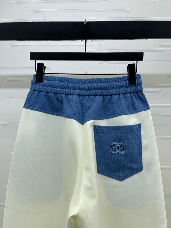 CC 26S Wide-Leg Trousers Denim Waistband Drawstring Polyester 433220