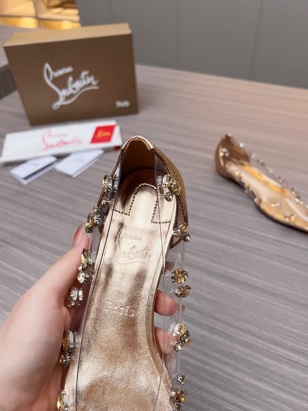CL 26S Degraqueen Ballet Flats Crystal Gold PVC 140665