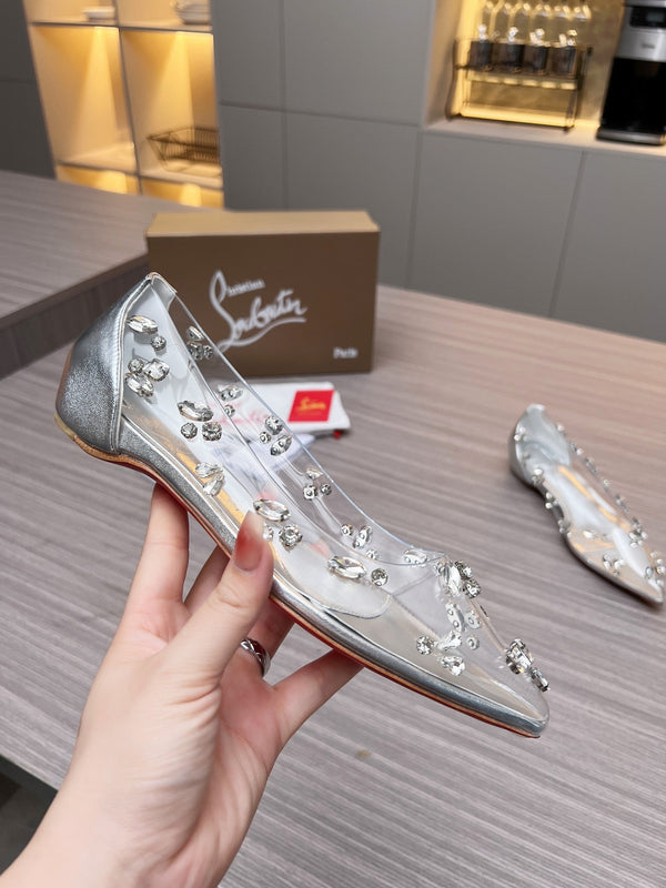CL 26S Degraqueen Ballet Flats Crystal Silver PVC 140664