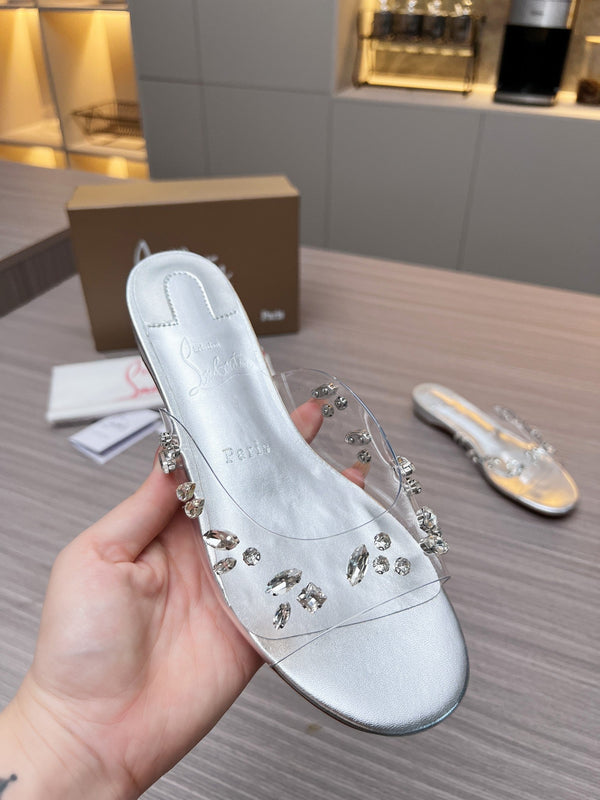 CL 26S Degraqueen Slide Sandals Crystal Silver PVC 140662