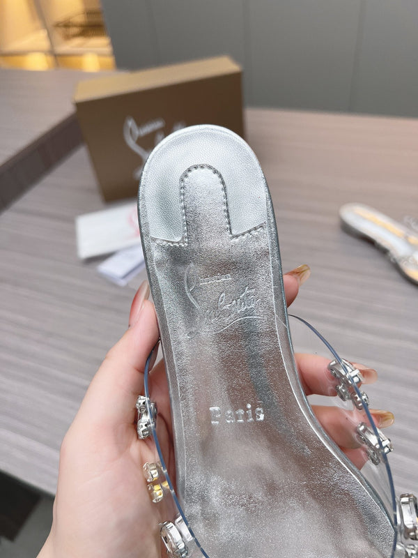 CL 26S Degraqueen Slide Sandals Crystal Silver PVC 140662
