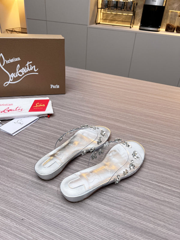 CL 26S Degraqueen Slide Sandals Crystal Silver PVC 140662