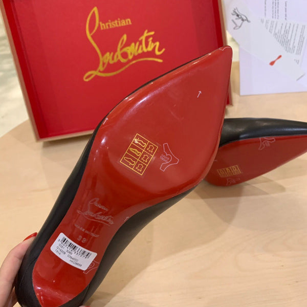 cl kate 100mm pumps black red calfskin