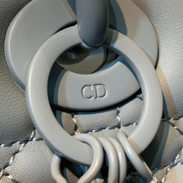 medium lady 24 matte grey calfskin matte grey hardware