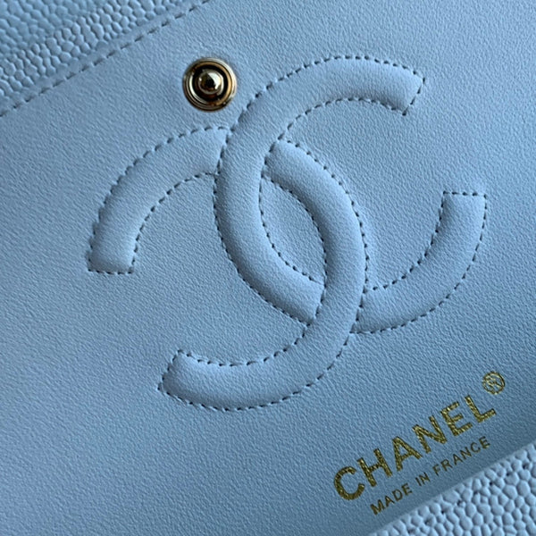 flap bag medium 25 white caviar ghw
