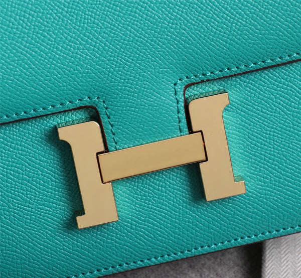 HM CONSTANCE BAG 19 TURQUOISE EPSOM GOLD HARDWARE