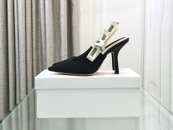 cd slingback pumps 95 black embroidered cotton