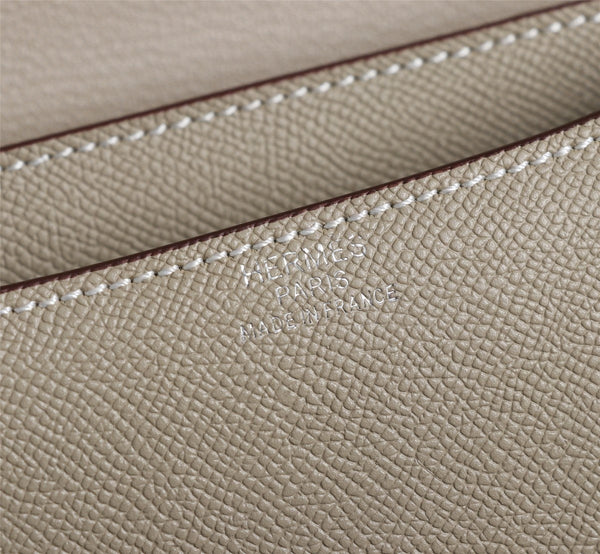 HM CONSTANCE BAGS 19 KHAKI EPSOM SILVER HARDWARE