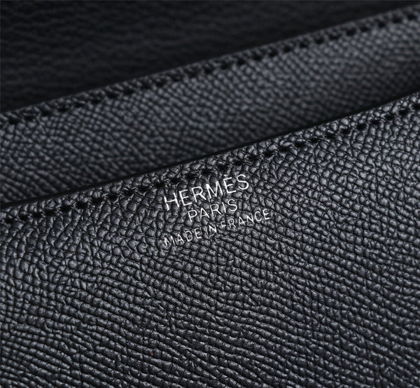 HM CONSTANCE BAGS 19 BLACK EPSOM SILVER HARDWARE