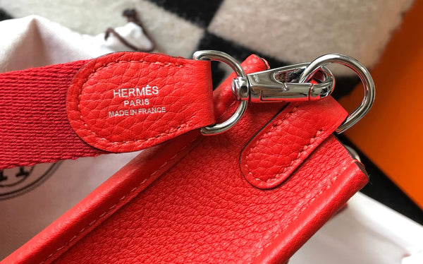 Mini Evelyne 18cm Red Togo Silver Hardware