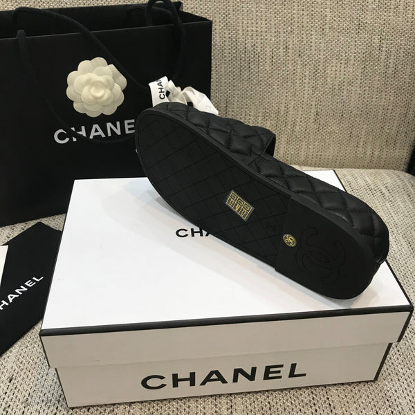 CC 2021 Logo Mules Black Quilted Lambskin 688660