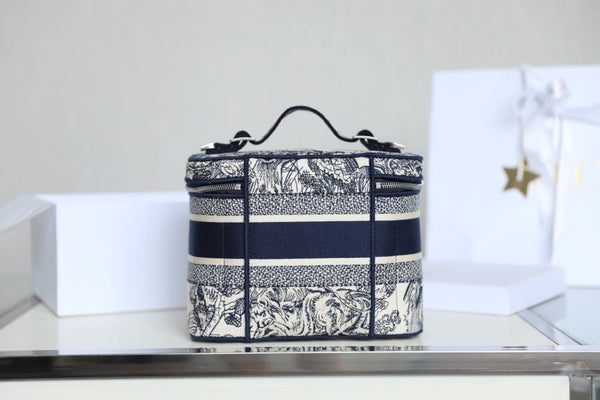 Dior 2025 Diortravel Vanity Bag 24cm Blue mix White Canvas