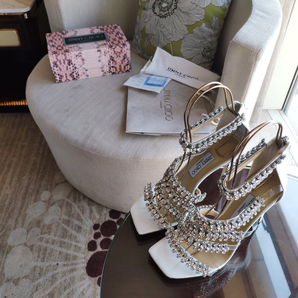 Jimmy 25 Josefine 100mm Sandals White Calfskin 240071