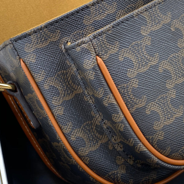 Celine Medium Folco Bag In Triomphe Canvas And Calfskin