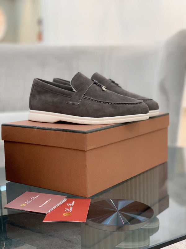 LP 26s Open Walk Loafers 2cm Dark Gray Suede Shearling SHW 110783