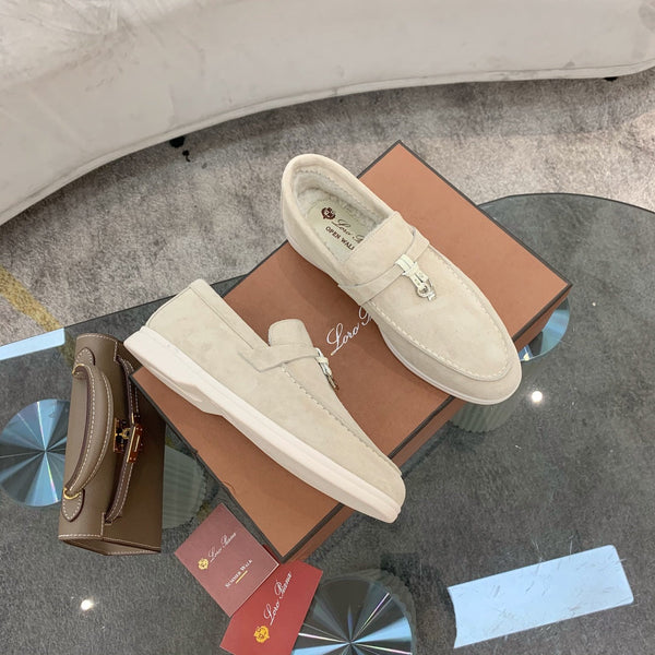 LP 26s Open Walk Loafers 2cm Stucco Suede Shearling SHW 110792